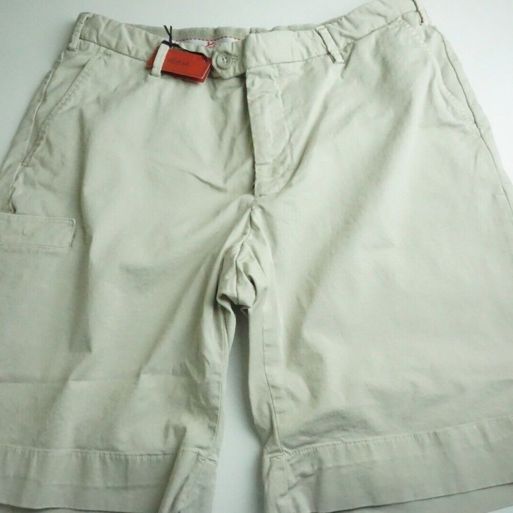 Isaia Napoli Sportivo Tinto Cotton Blend Khaki Brown Shorts 52R BRAND NEW